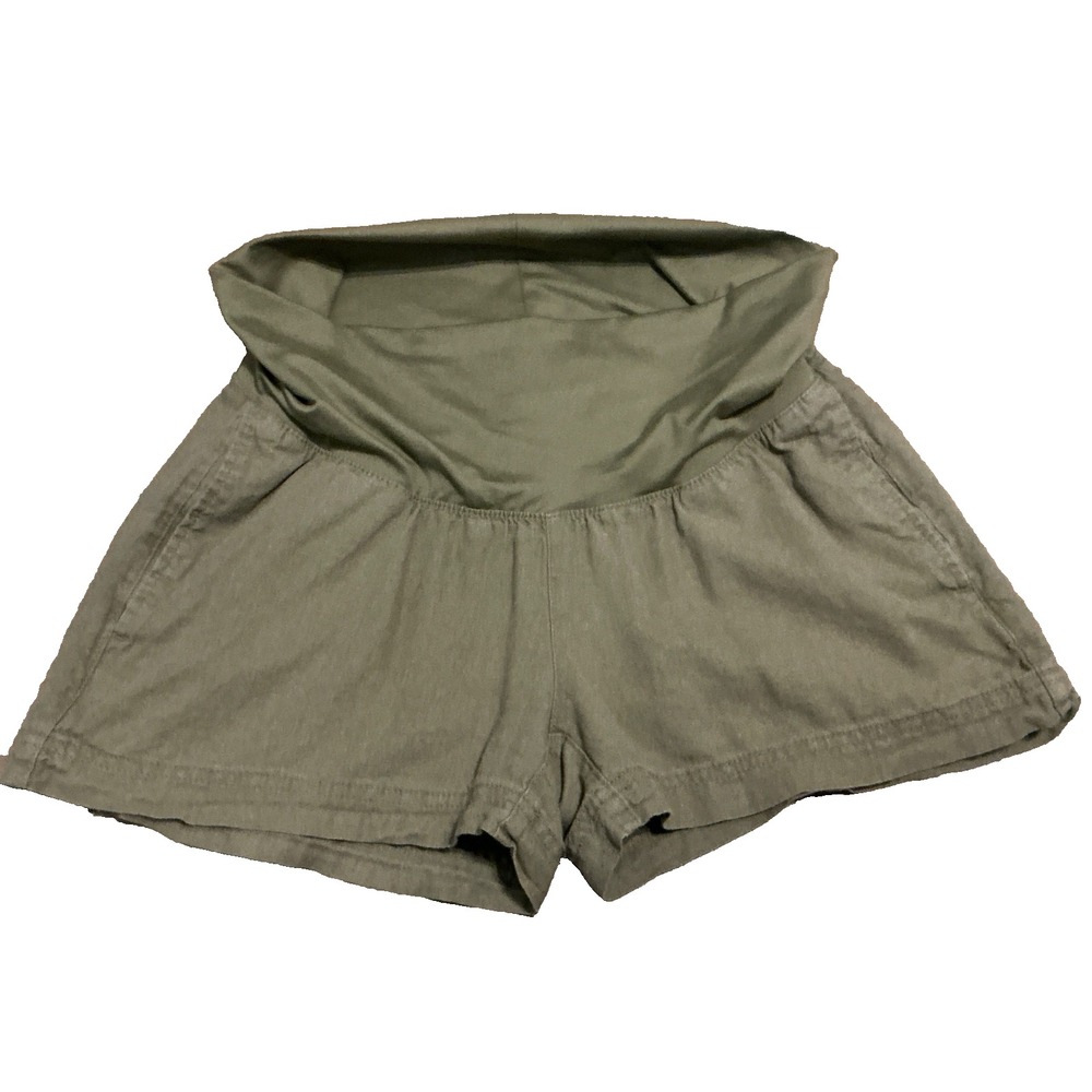 Old Navy Maternity Shorts Linen Blend Pull On Coastal Beach Green Medium